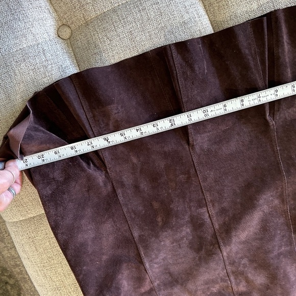 BROWN LEATHER KAREN KANE SKIRT 8 - Picture 4 of 15
